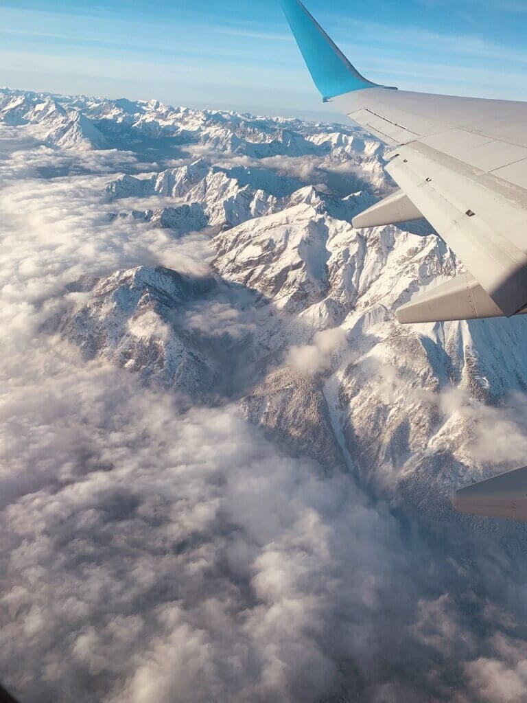 airplane, plane, mountains