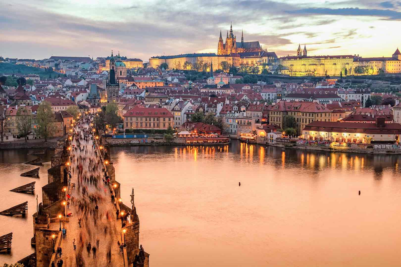 Charles bridge and castle view