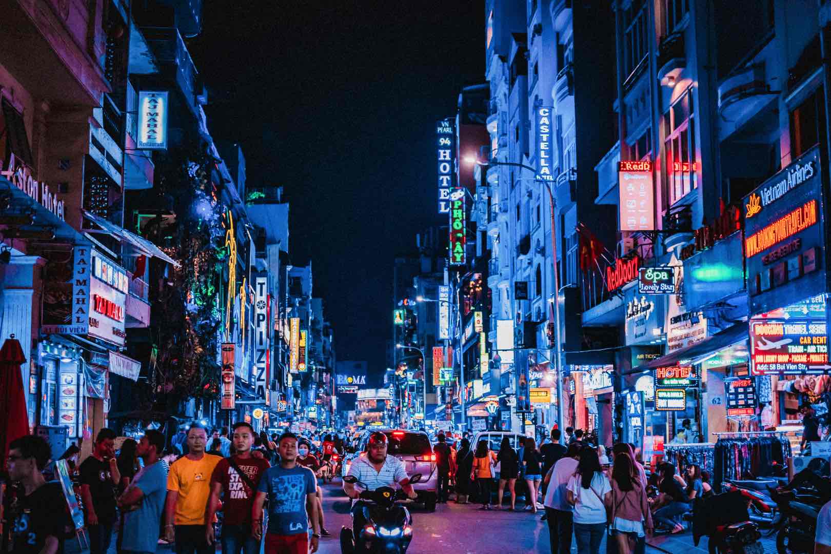 Ho Chi Minh City, Vietnam at night.