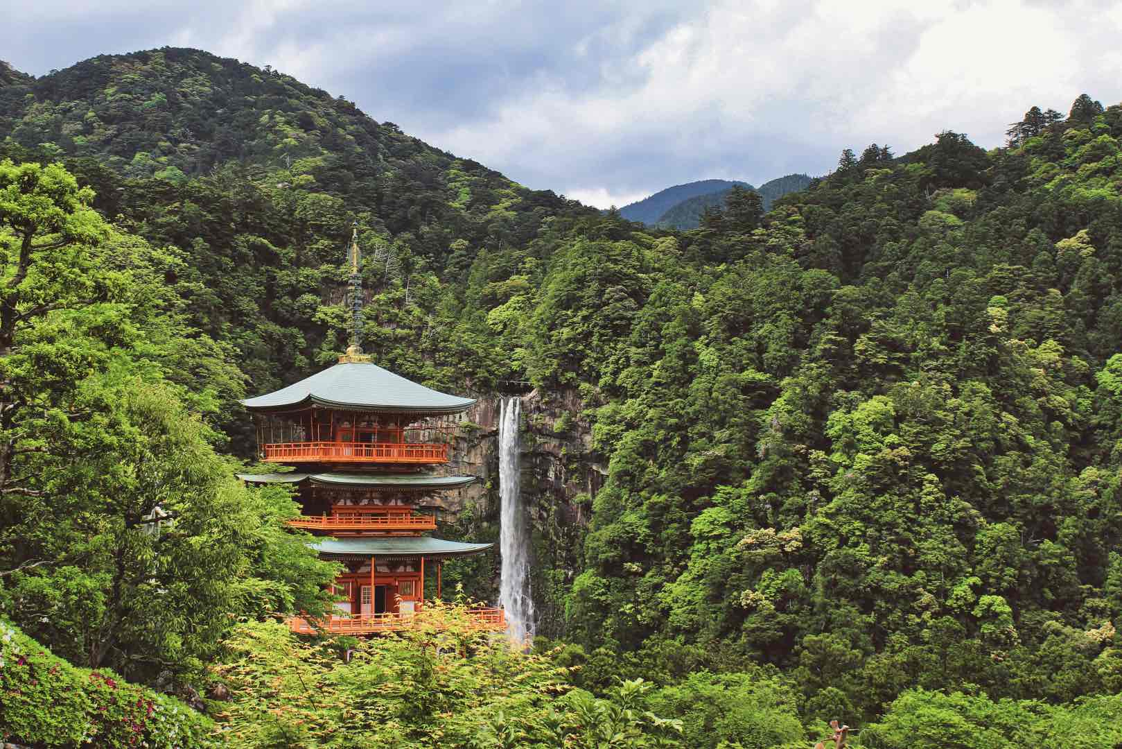 Rewarding view of Nachi-san after trekking the Kumano Kodo in Wakayama, Japan.
