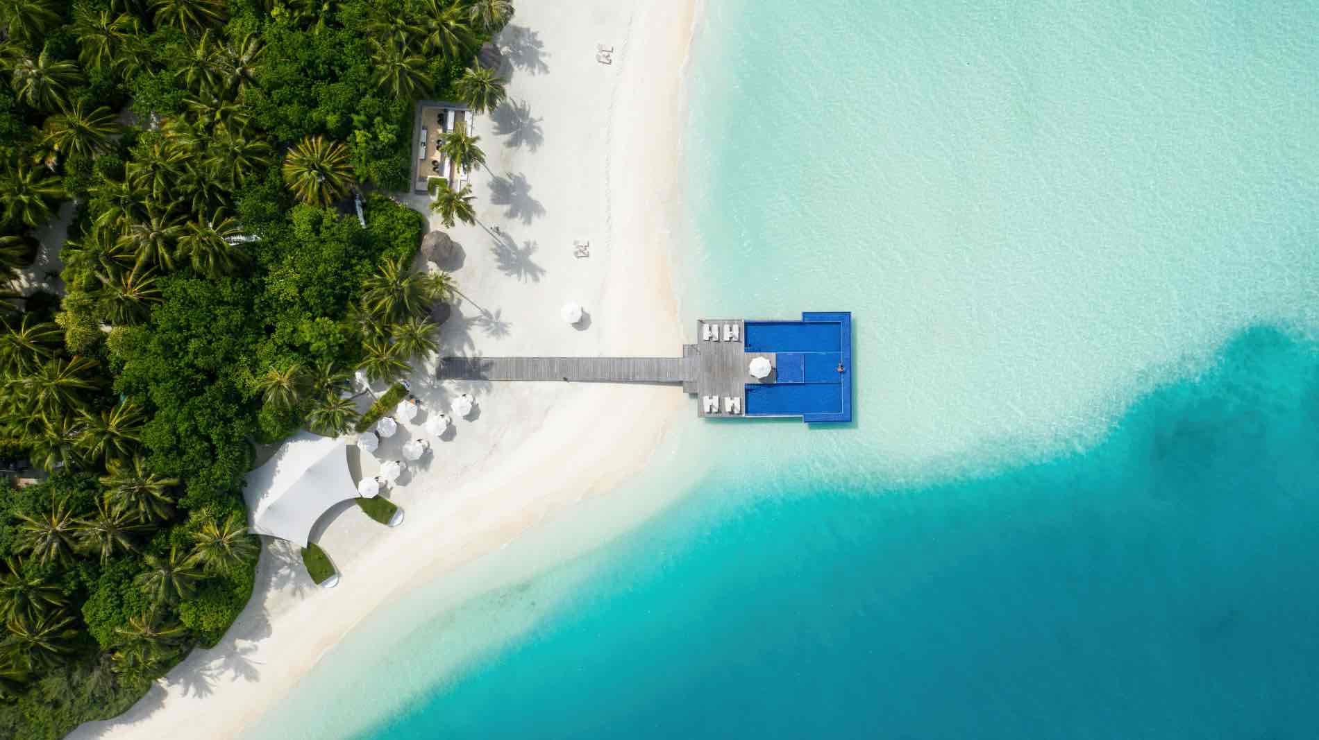 Drone view over the Maldives