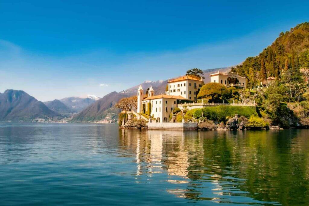One of many mansions that look over Lake Como, Italy