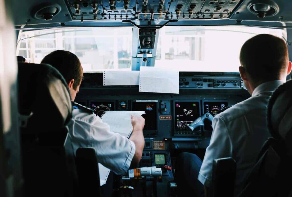 Pilots prepare for take-off