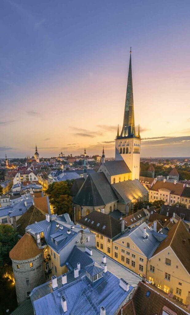 Tallinn, Estonia. City view at sunset