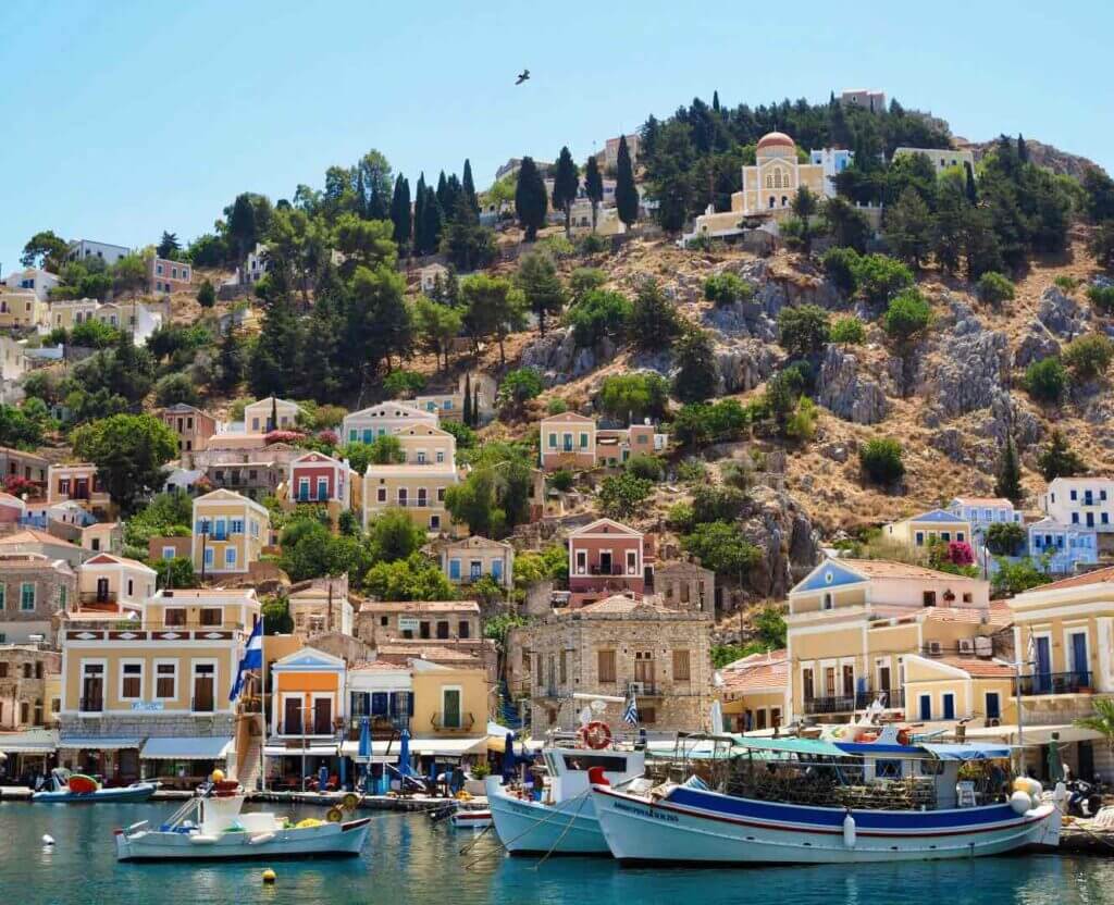 The majestic island of Symi, in Dodecanese, Greece.