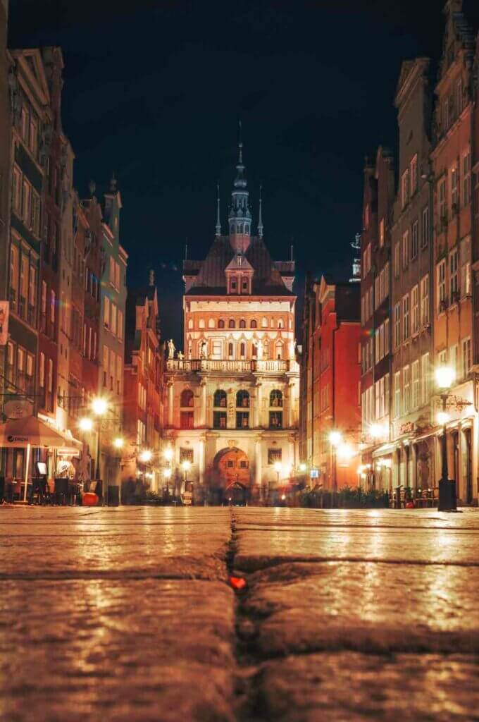 Gdańsk at night, Poland