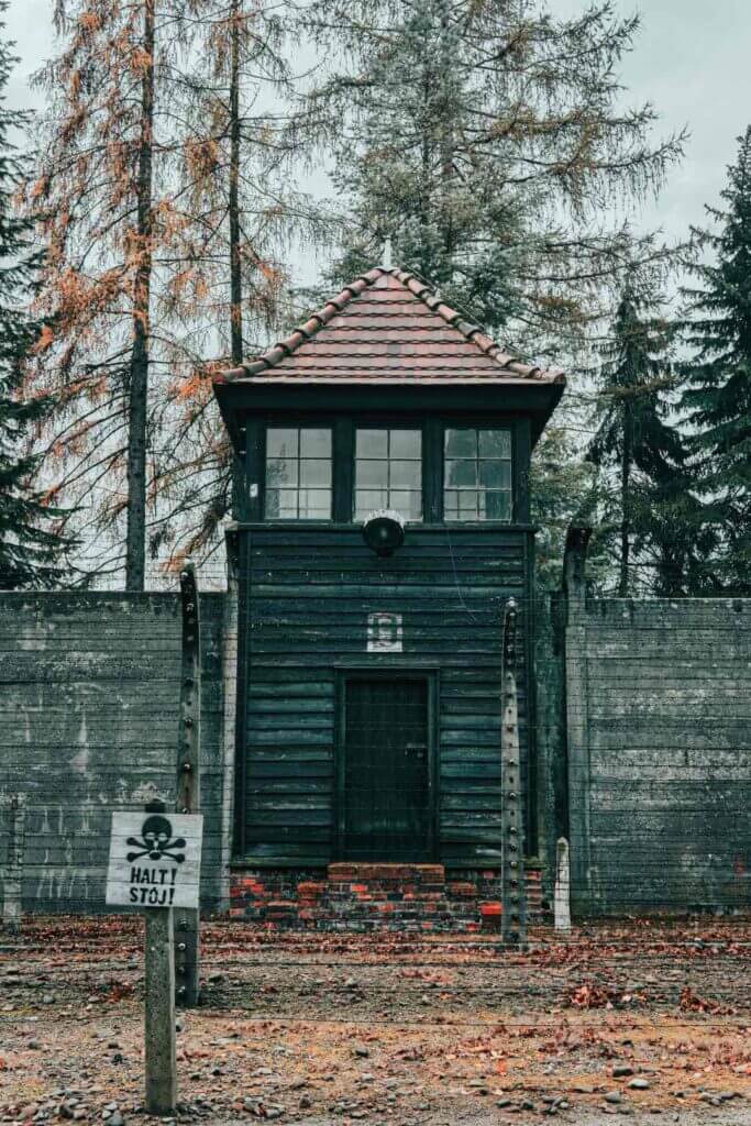 One of the many watch towers at Auschwitz I