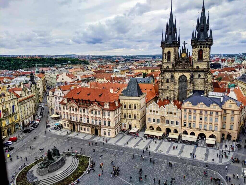 View of the square from the top of the clock tower