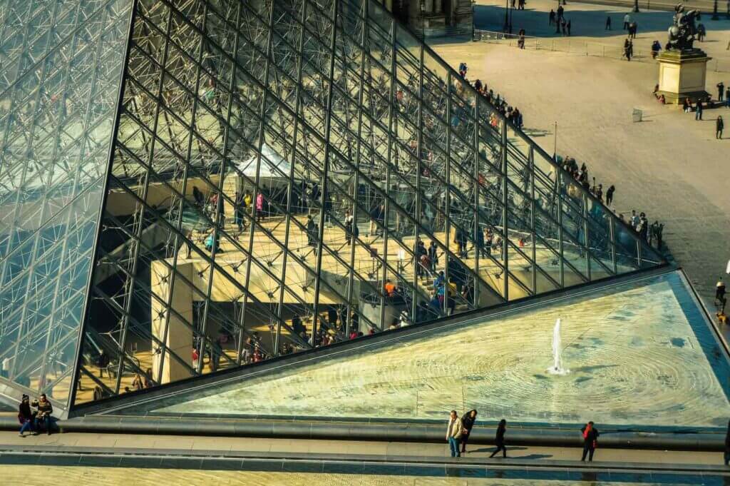 Outside of the Louvre's Unique entrance